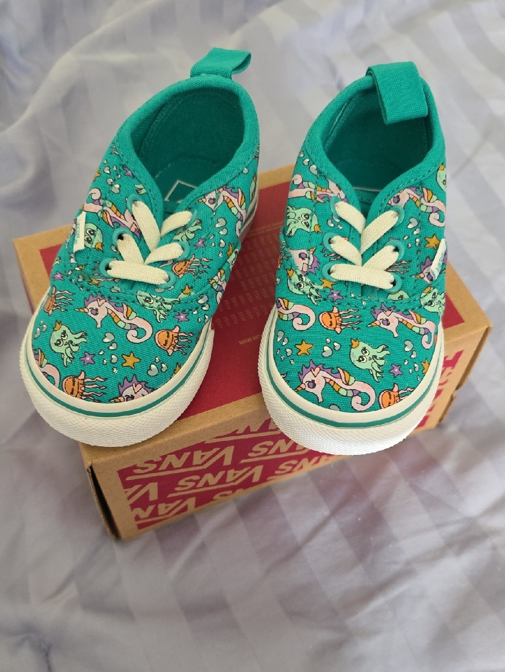 Vans Kids Teal Mermaid & Sea Creature Canvas Sneakers